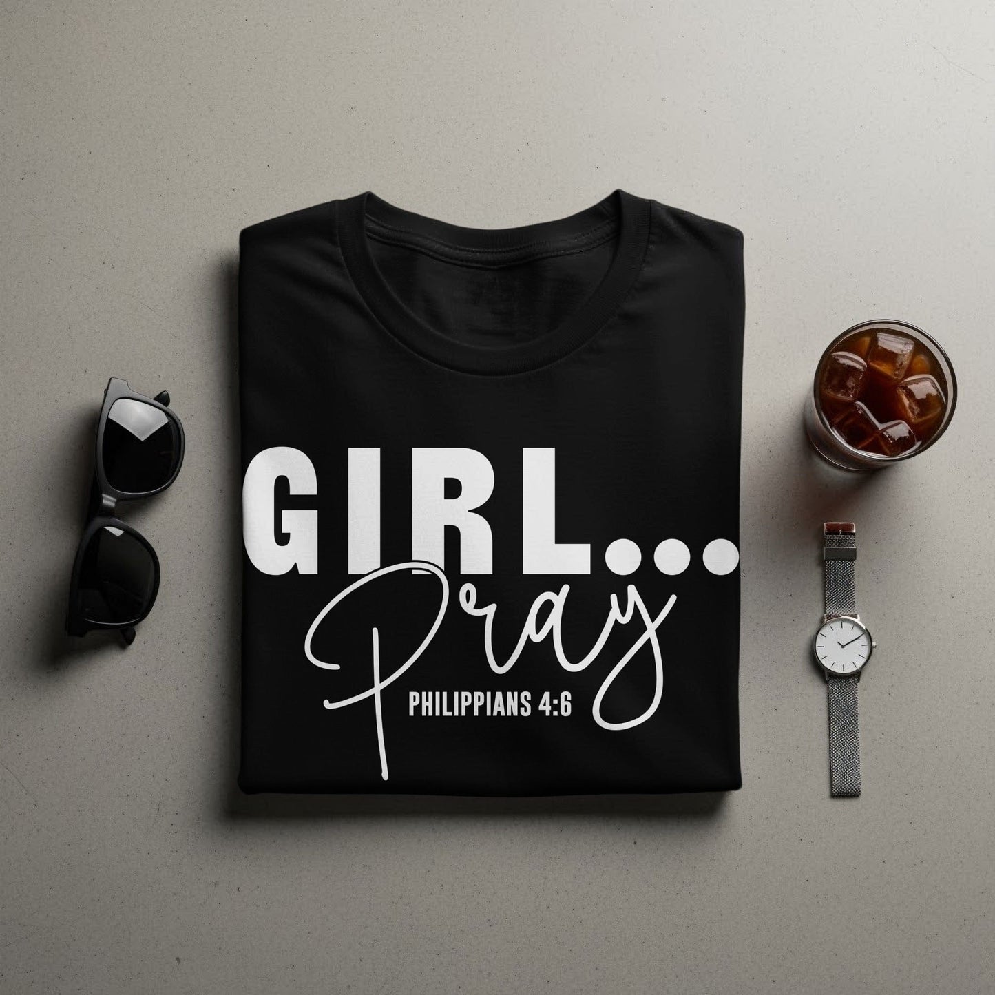 Jen Peete Designs Christian Clothing Girl Pray Philippians 4:6 Motivational Faith T-Shirts