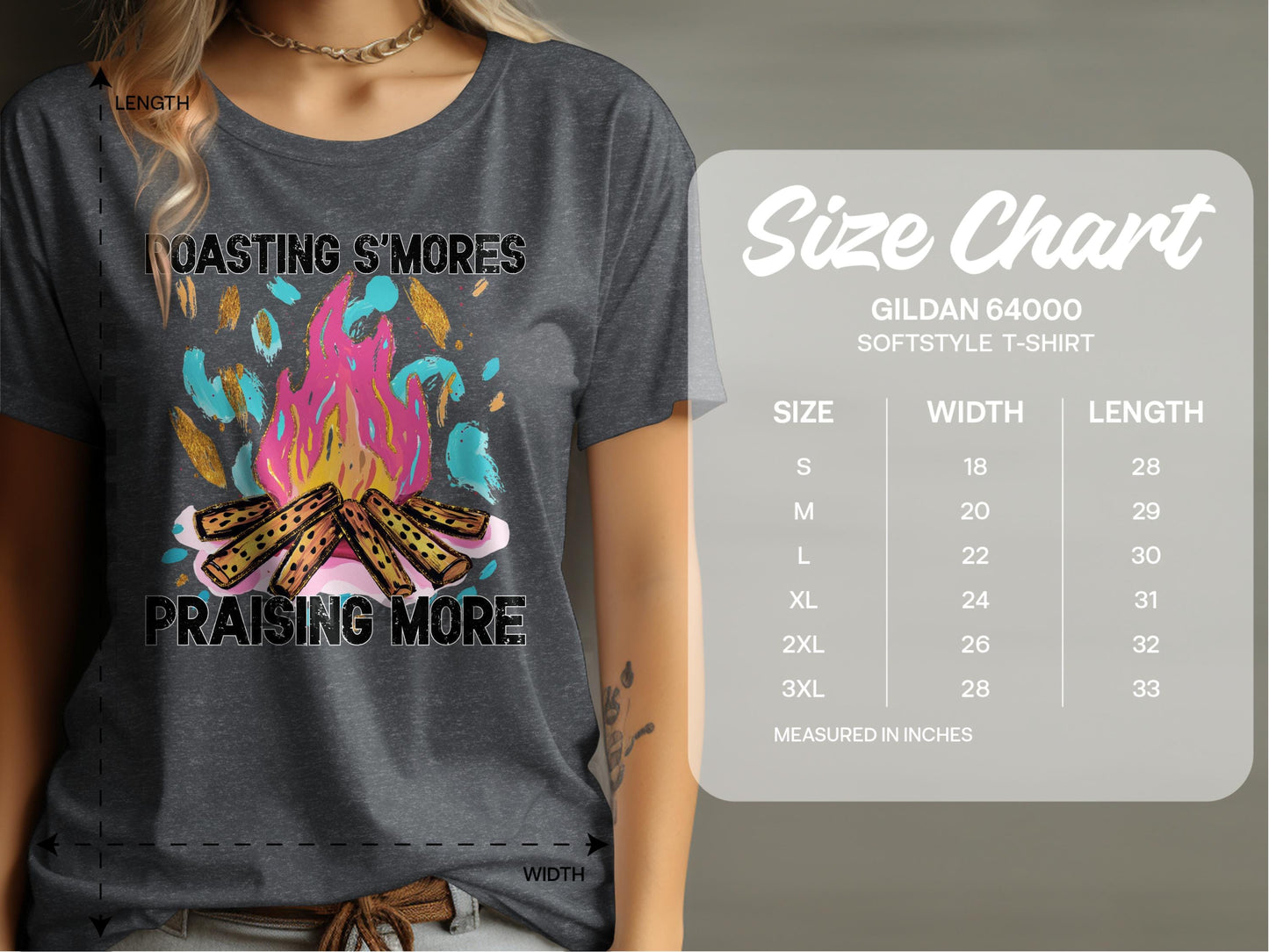 Jen Peete Designs Christian Clothing "Roasting S'mores Praising More" Graphic T-Shirts