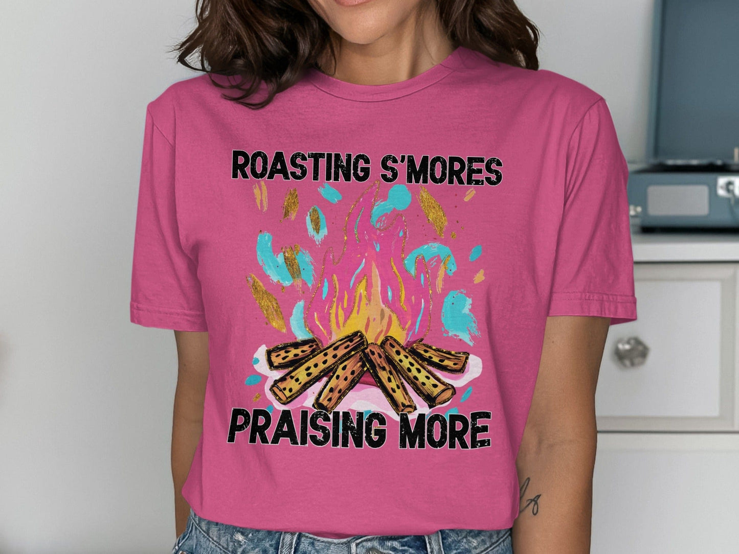 Jen Peete Designs Christian Clothing "Roasting S'mores Praising More" Graphic T-Shirts
