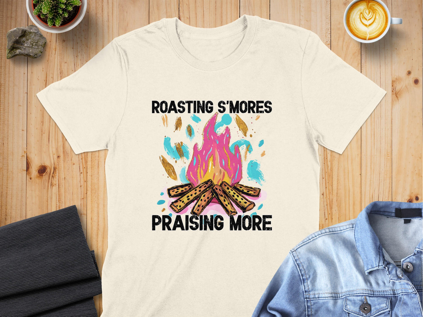 Jen Peete Designs Christian Clothing "Roasting S'mores Praising More" Graphic T-Shirts