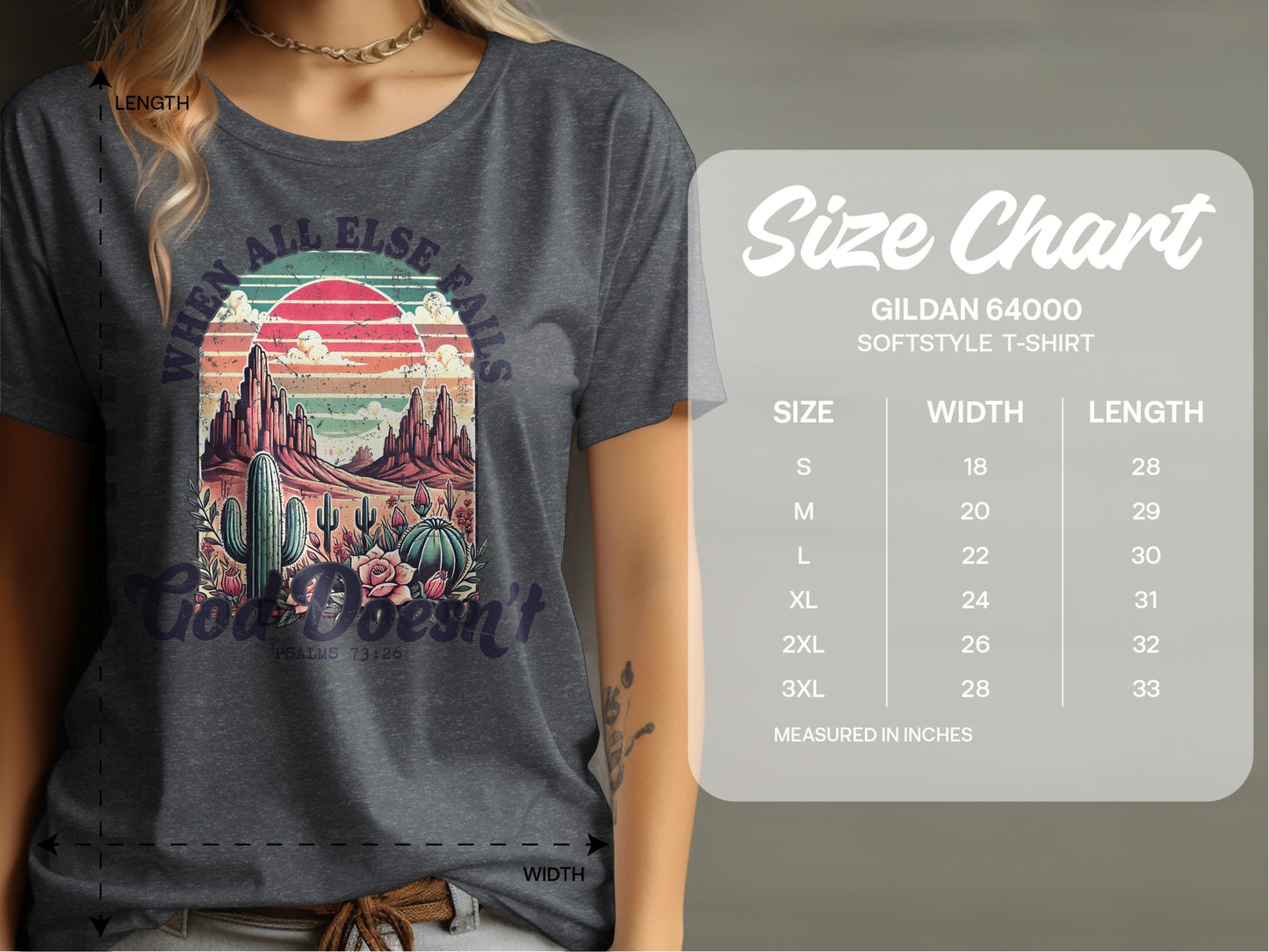 Jen Peete Designs Christian Clothing "When All Else Fails God Doesn't" Psalms 73:26 T-Shirt