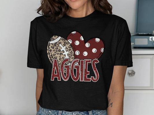 Jen Peete Designs Clothing T-shirts Aggies Team Spirit Football T-Shirt