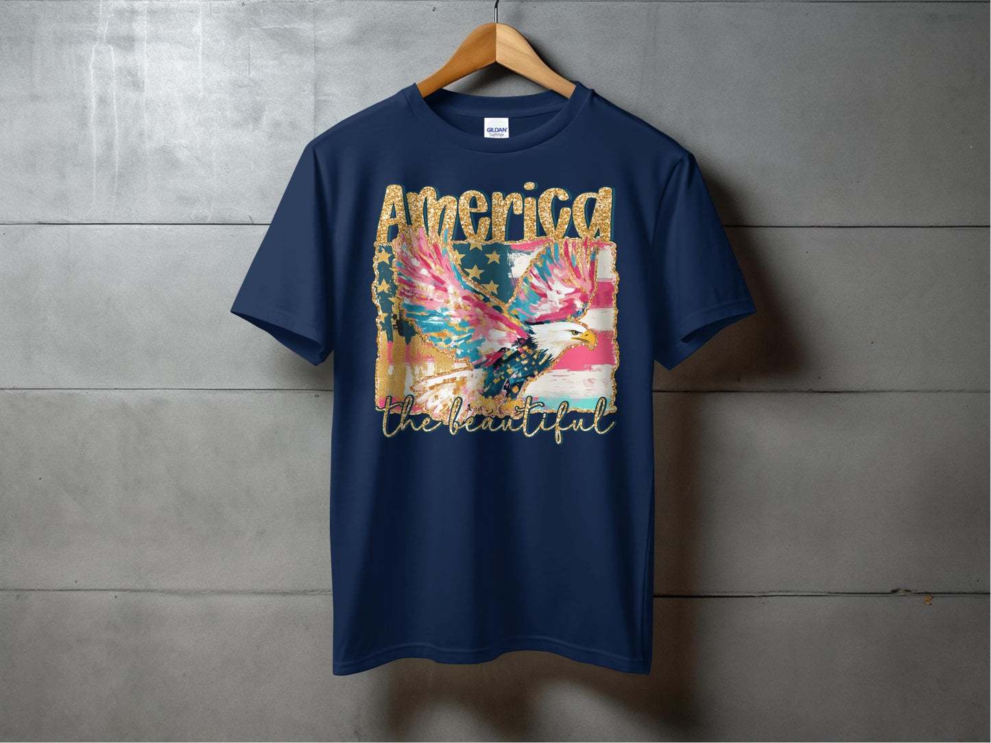 Jen Peete Designs Clothing T-shirts America the Beautiful Patriotic Eagle Design T-Shirt