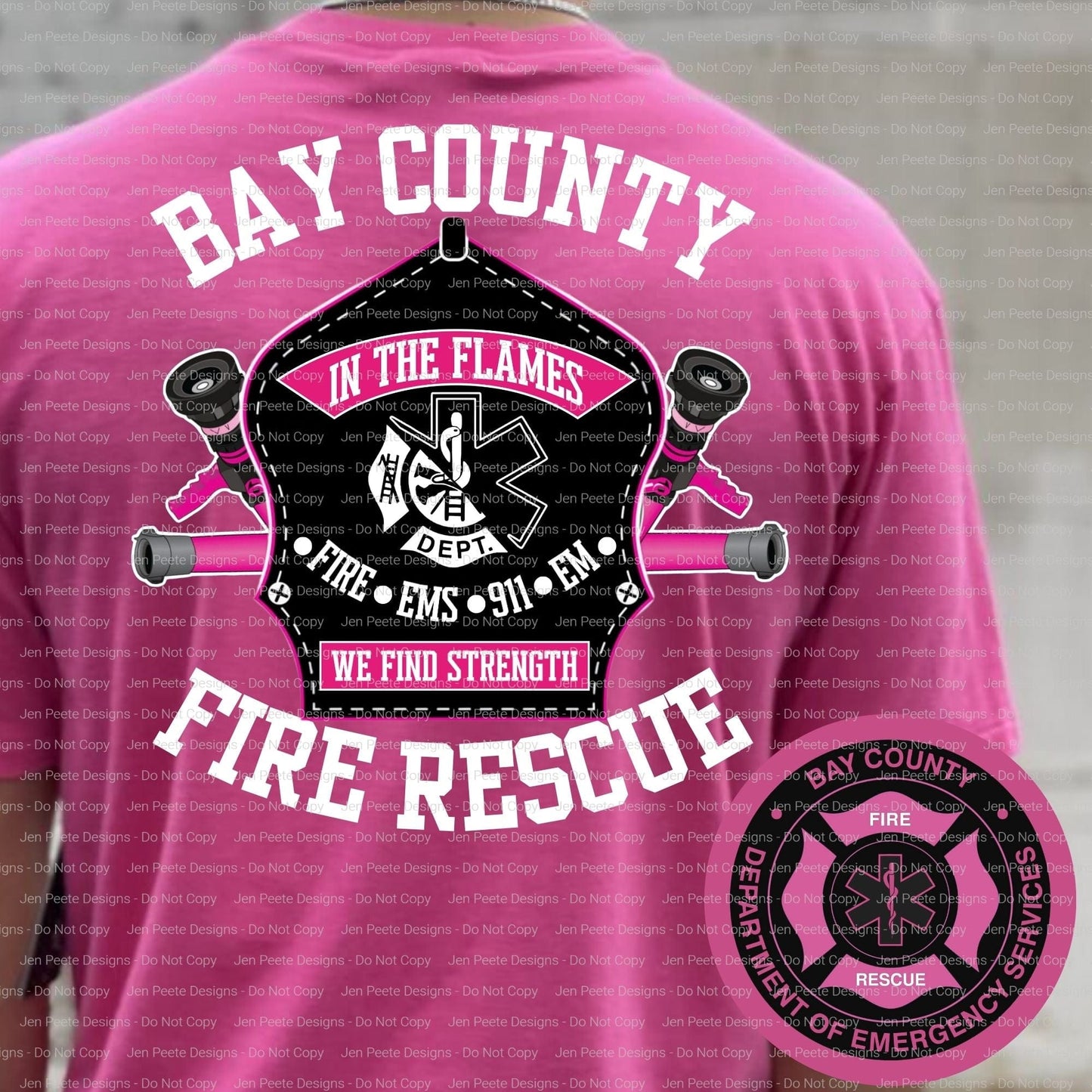 Jen Peete Designs Clothing T-shirts Bay County Fire Rescue Pink Out Shirt
