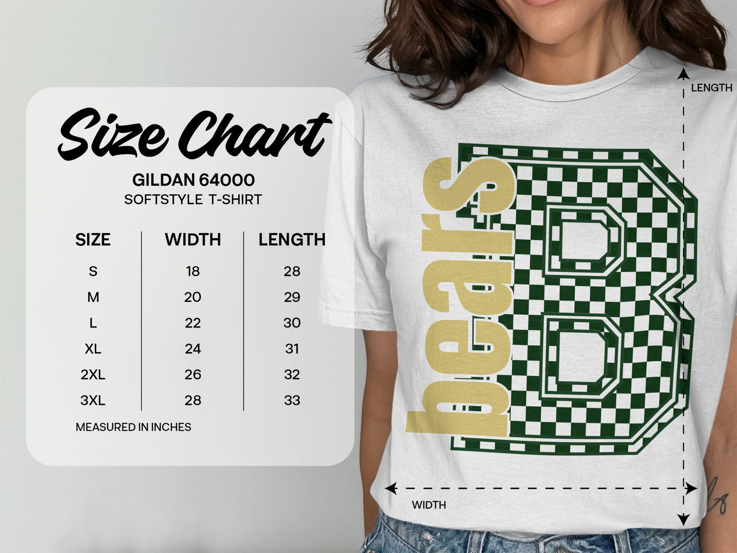Jen Peete Designs Clothing T-shirts Block Letter Bears Spirit Shirt with Checkered B
