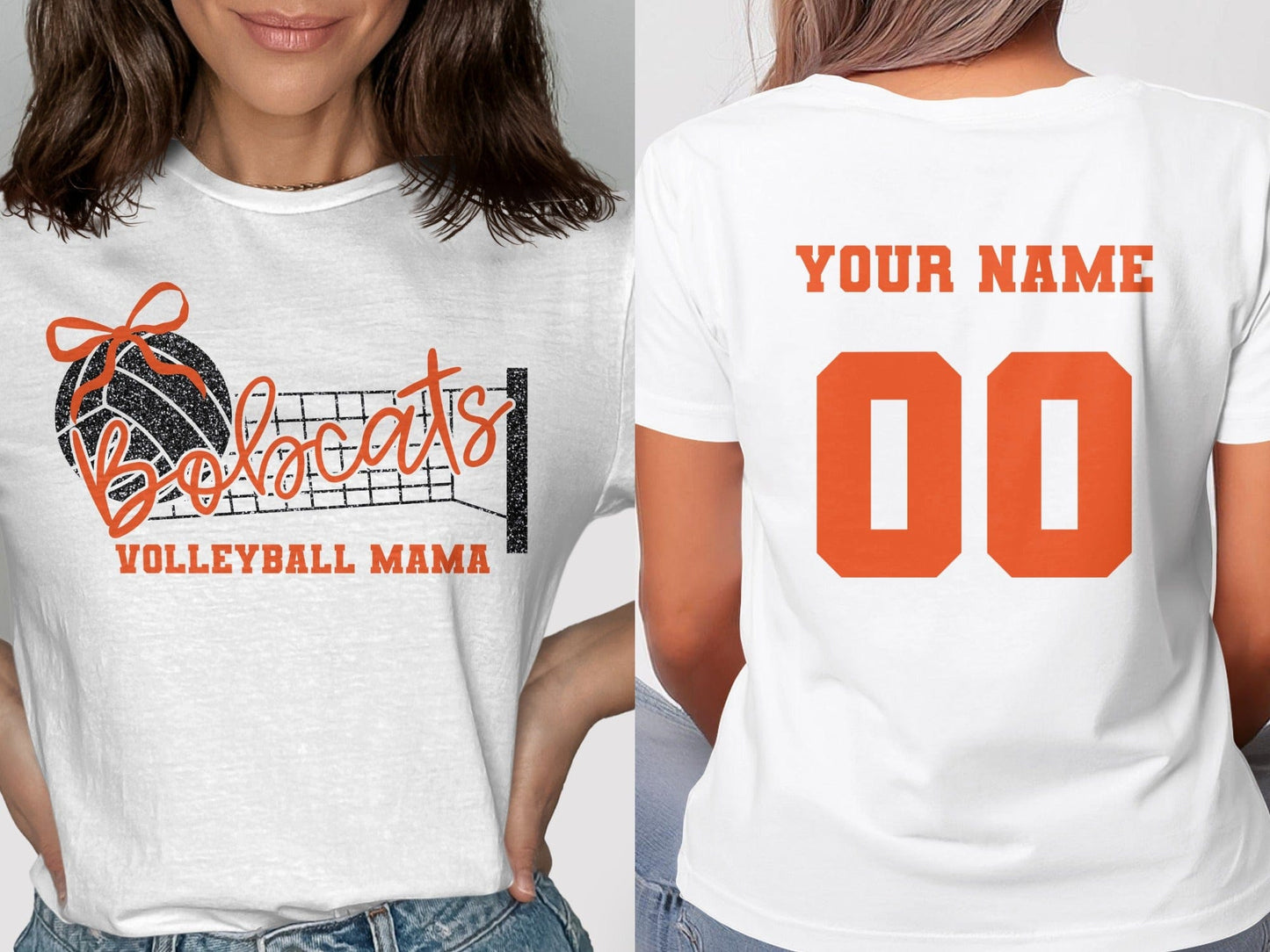 Jen Peete Designs Clothing T-shirts Bobcats Glitter Volleyball Mama Spirit Shirt