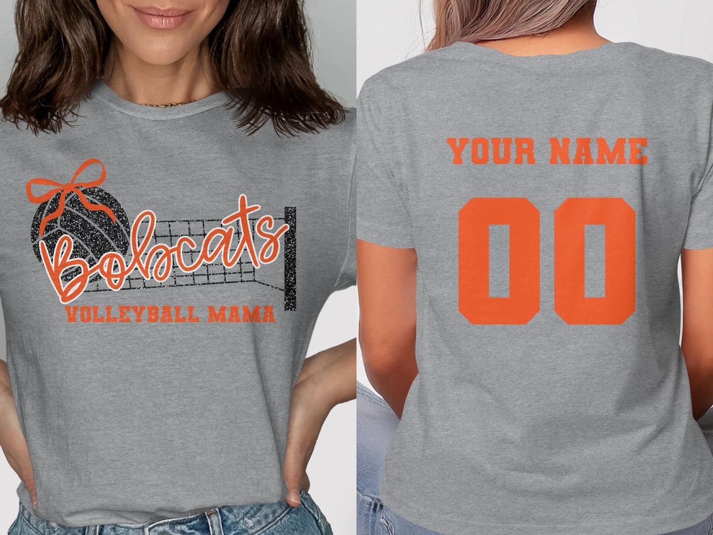 Jen Peete Designs Clothing T-shirts Bobcats Glitter Volleyball Mama Spirit Shirt