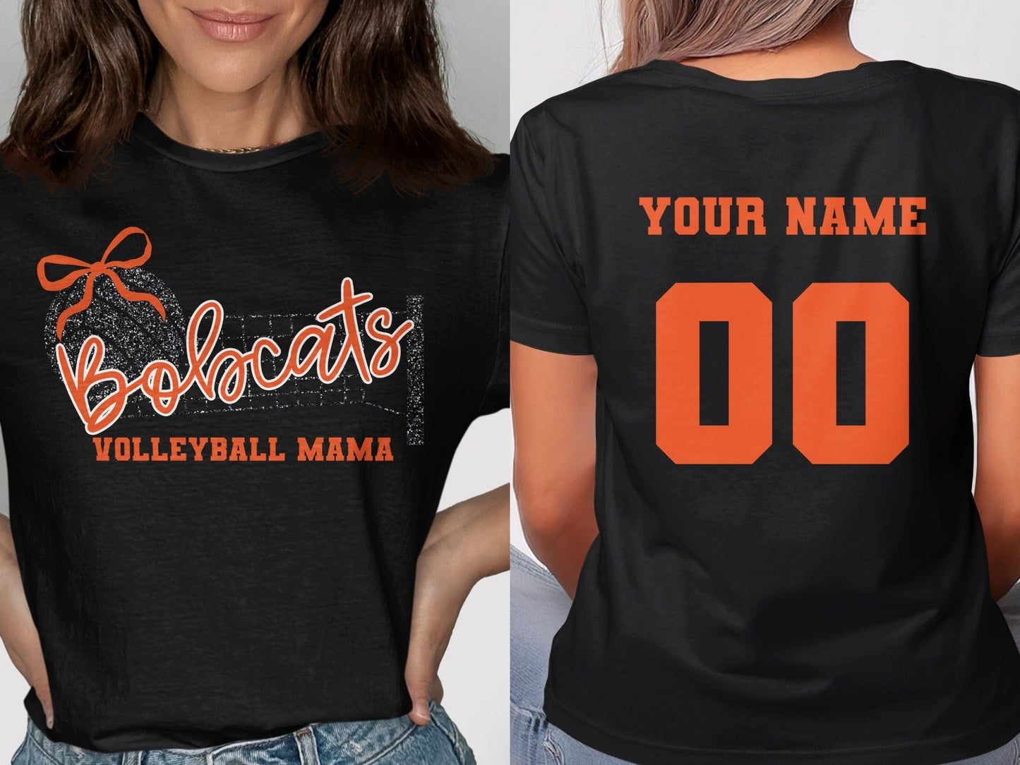 Jen Peete Designs Clothing T-shirts Bobcats Glitter Volleyball Mama Spirit Shirt