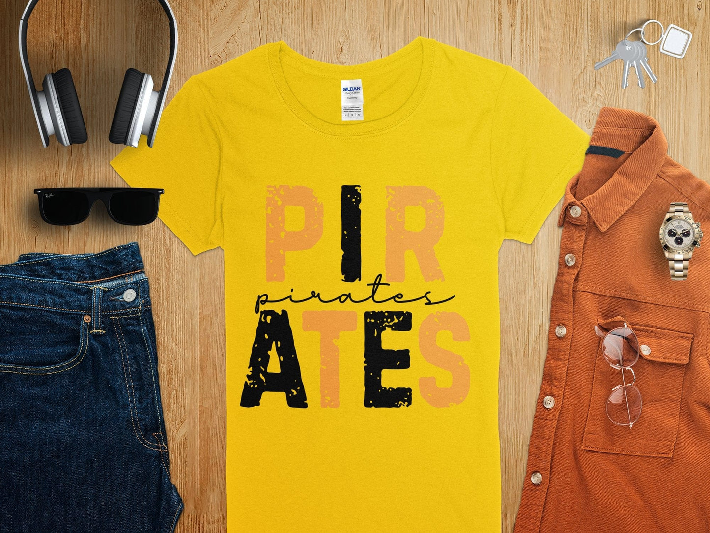 Jen Peete Designs Clothing T-shirts Bold Black and Gold Pirates T-Shirt
