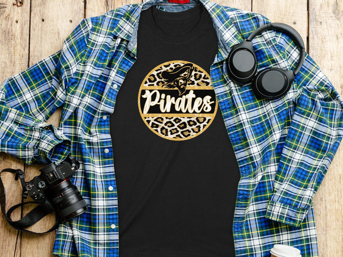 Jen Peete Designs Clothing T-shirts Bold Pirates Design Leopard Golden Circle T-Shirt