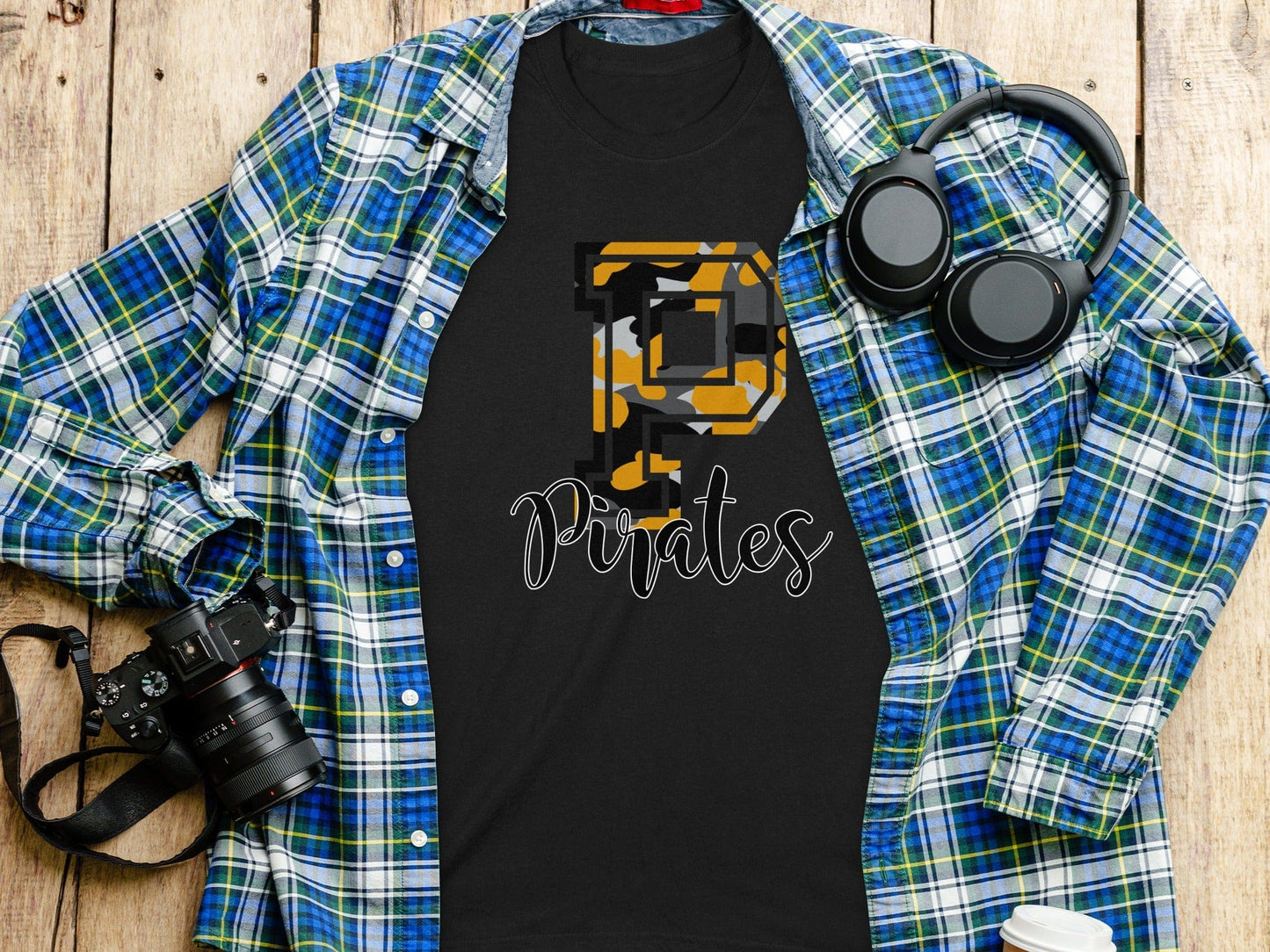 Jen Peete Designs Clothing T-shirts Camo Pirates Spirit Shirt
