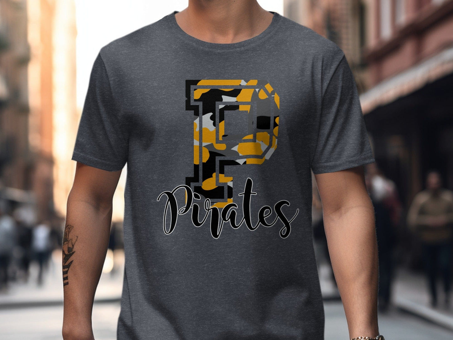 Jen Peete Designs Clothing T-shirts Camo Pirates Spirit Shirt