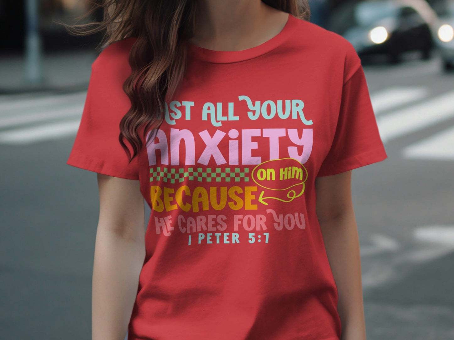 Jen Peete Designs Clothing T-shirts Cast All Your Anxiety on Him T-Shirts