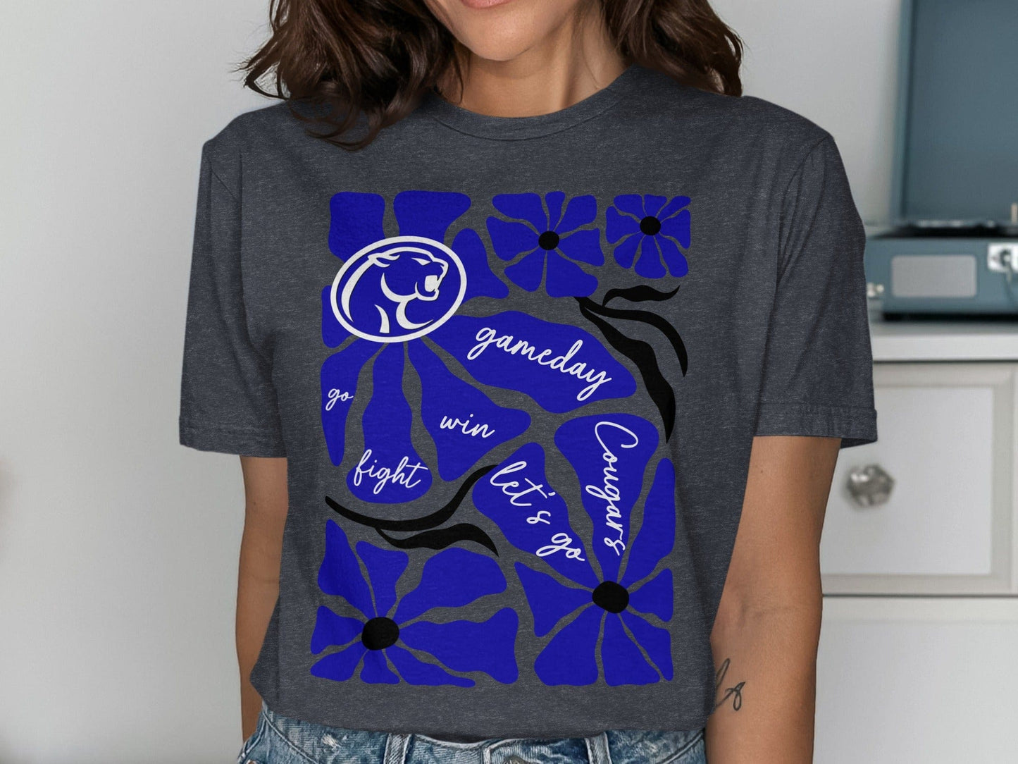 Jen Peete Designs Clothing T-shirts Eye Catching Cougar Gameday Spirit T-Shirt
