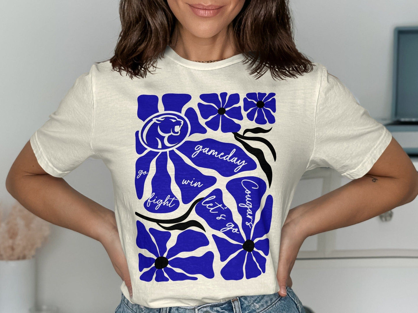 Jen Peete Designs Clothing T-shirts Eye Catching Cougar Gameday Spirit T-Shirt