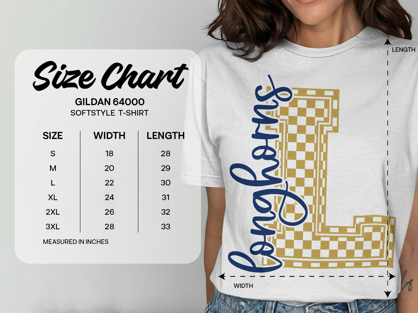 Jen Peete Designs Clothing T-shirts Cursive Longhorns Spirit Shirt with Checkered L