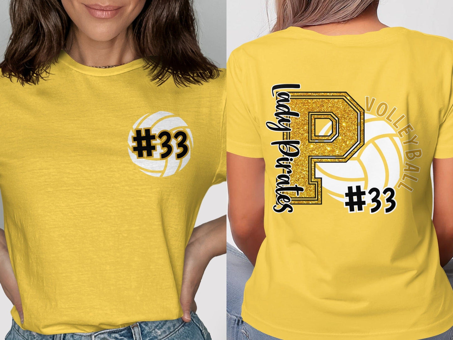 Jen Peete Designs Clothing T-shirts Customizable Glitter Volleyball Spirit Shirt