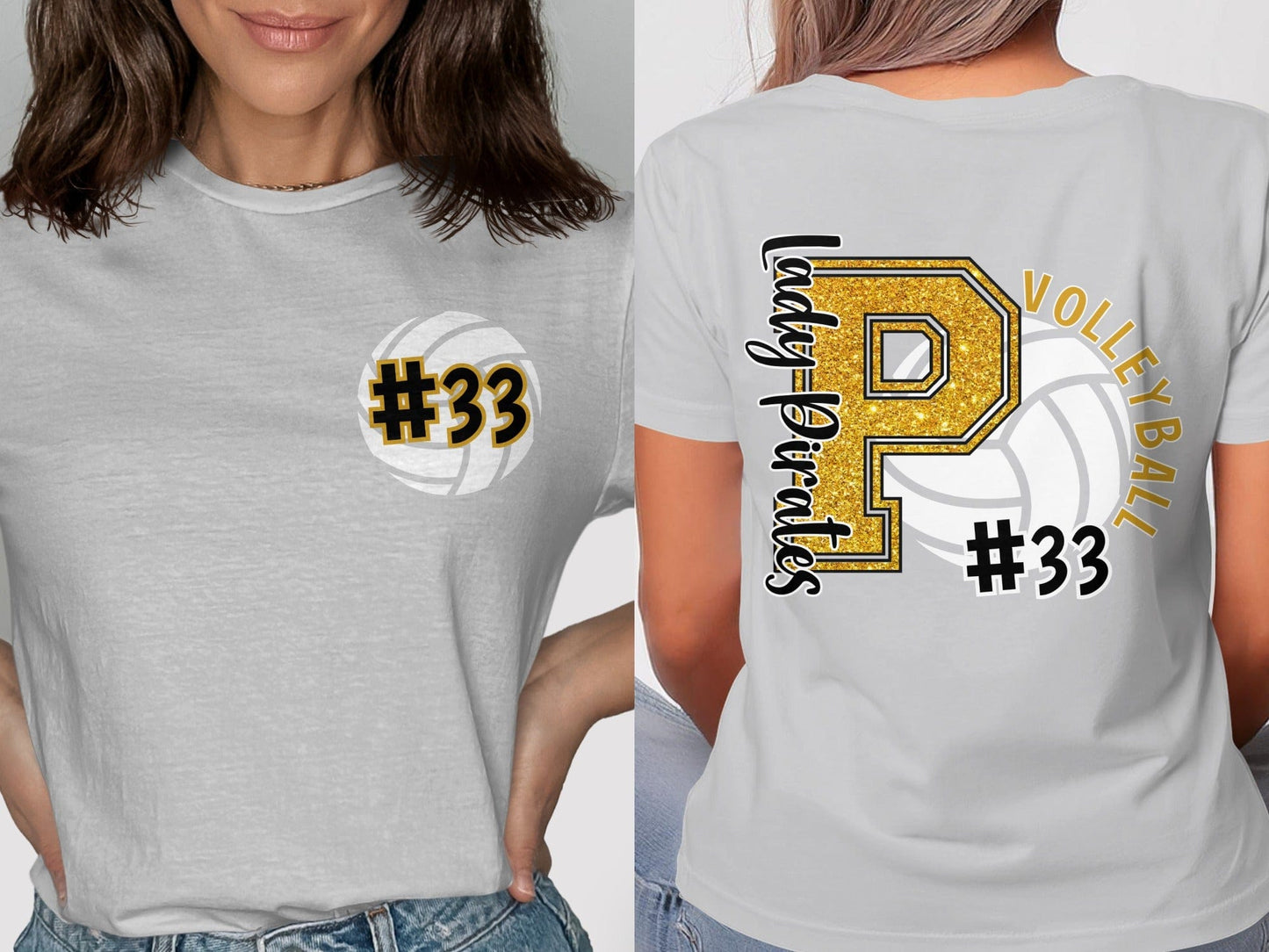 Jen Peete Designs Clothing T-shirts Customizable Glitter Volleyball Spirit Shirt
