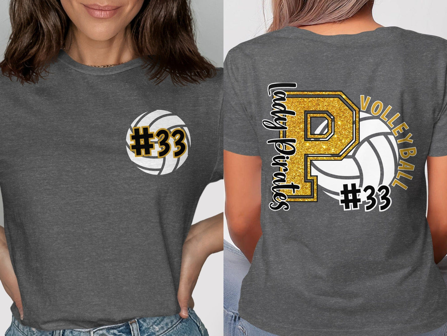 Jen Peete Designs Clothing T-shirts Customizable Glitter Volleyball Spirit Shirt