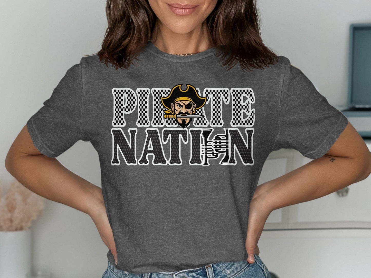 Jen Peete Designs Clothing T-shirts Customizable Pirate Nation Band Graphic T-Shirt