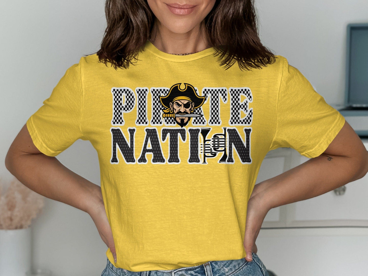 Jen Peete Designs Clothing T-shirts Customizable Pirate Nation Band Graphic T-Shirt