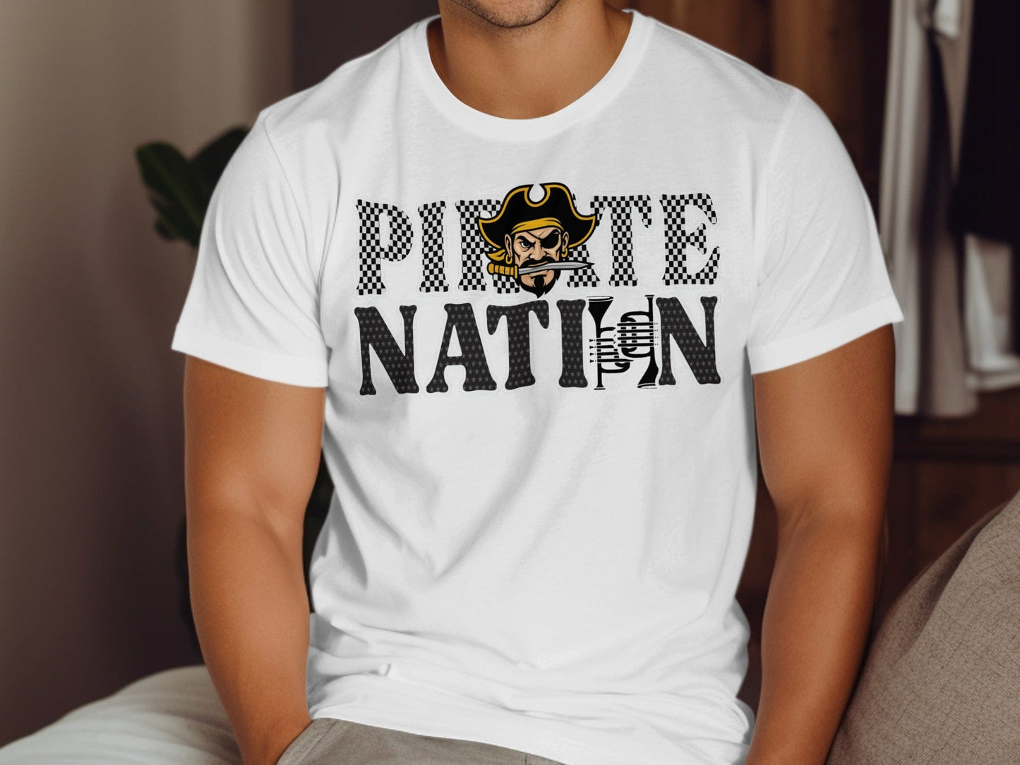 Jen Peete Designs Clothing T-shirts Customizable Pirate Nation Band Graphic T-Shirt