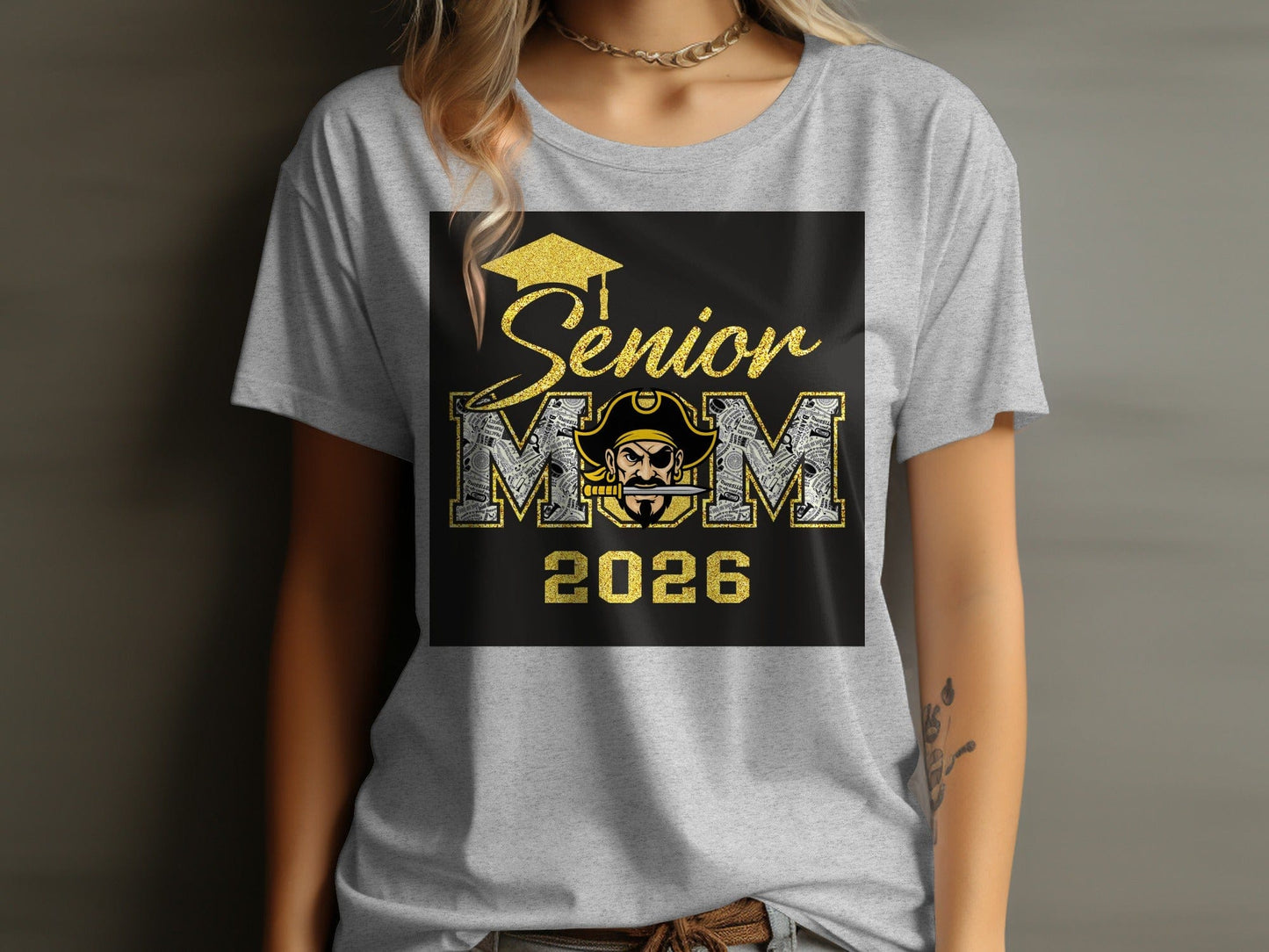 Jen Peete Designs Clothing T-shirts Customizable Senior Mom 2026 Band Graphic T-Shirt