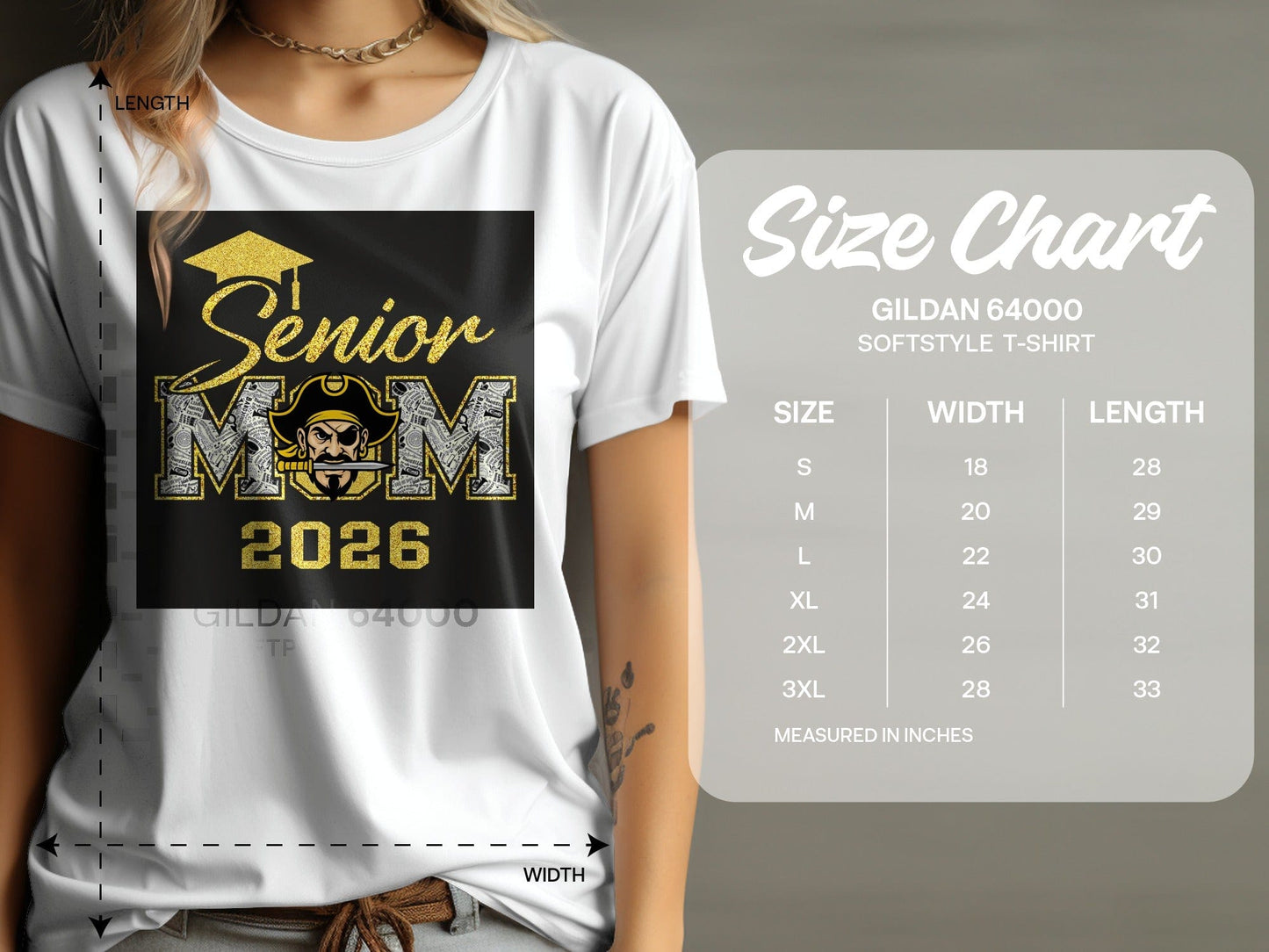 Jen Peete Designs Clothing T-shirts Customizable Senior Mom 2026 Band Graphic T-Shirt