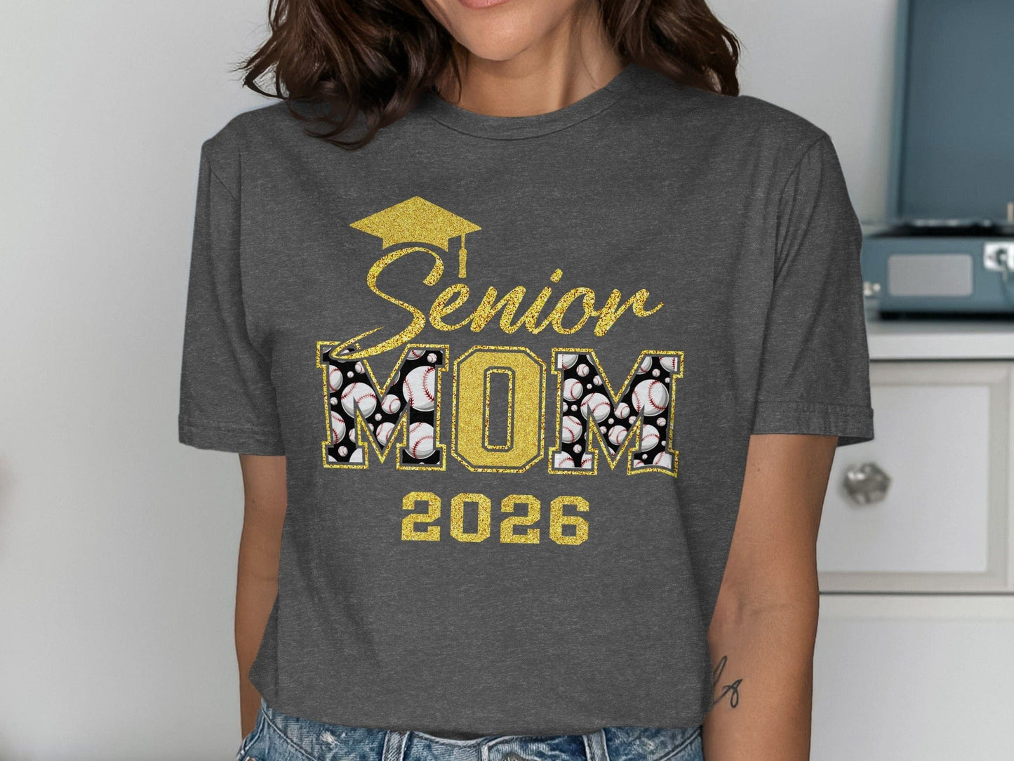 Jen Peete Designs Clothing T-shirts Customizable Senior Mom 2026 Baseball Graphic T-Shirt