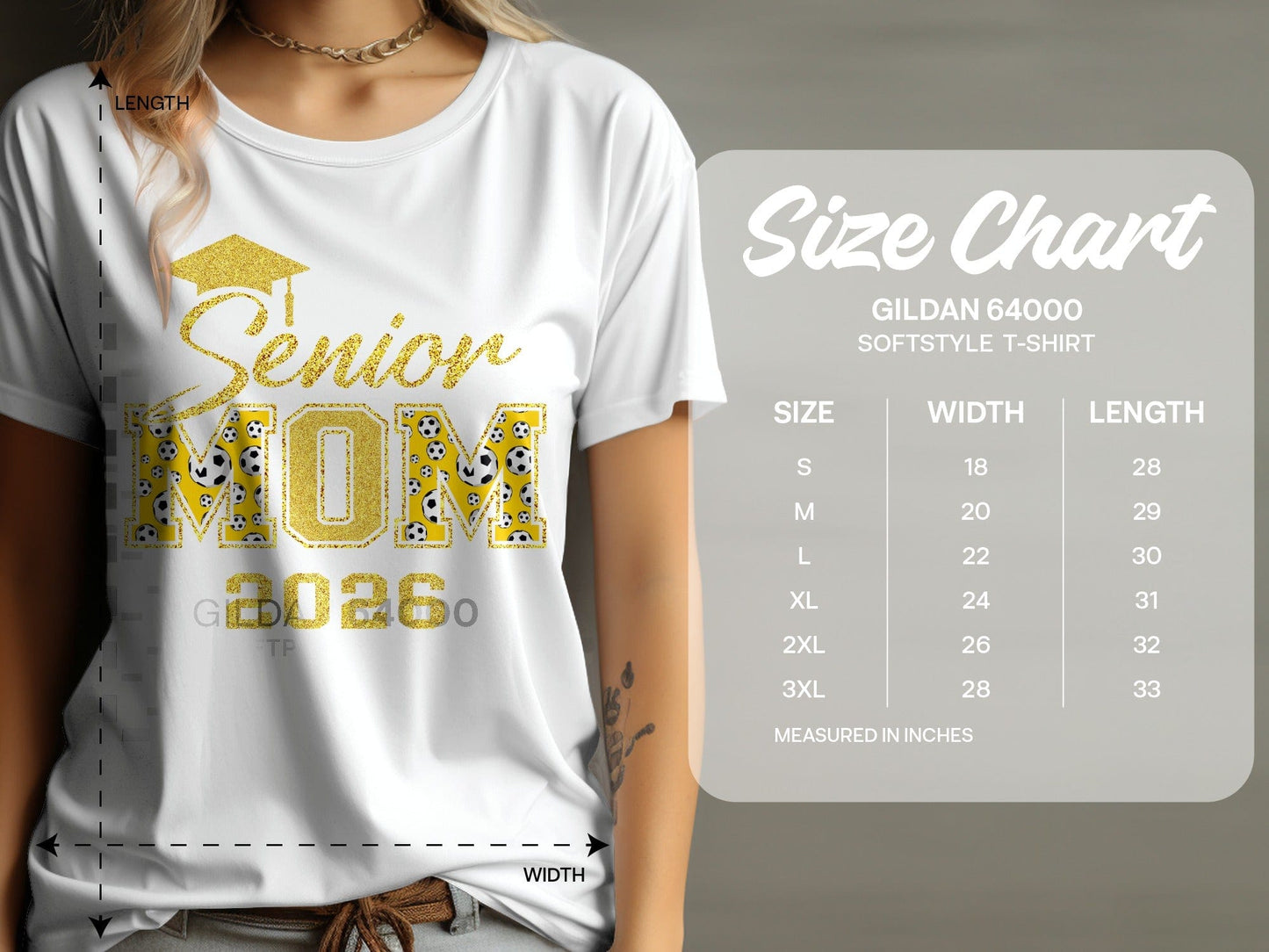 Jen Peete Designs Clothing T-shirts Customizable Senior Mom 2026 Soccer Graphic T-Shirt