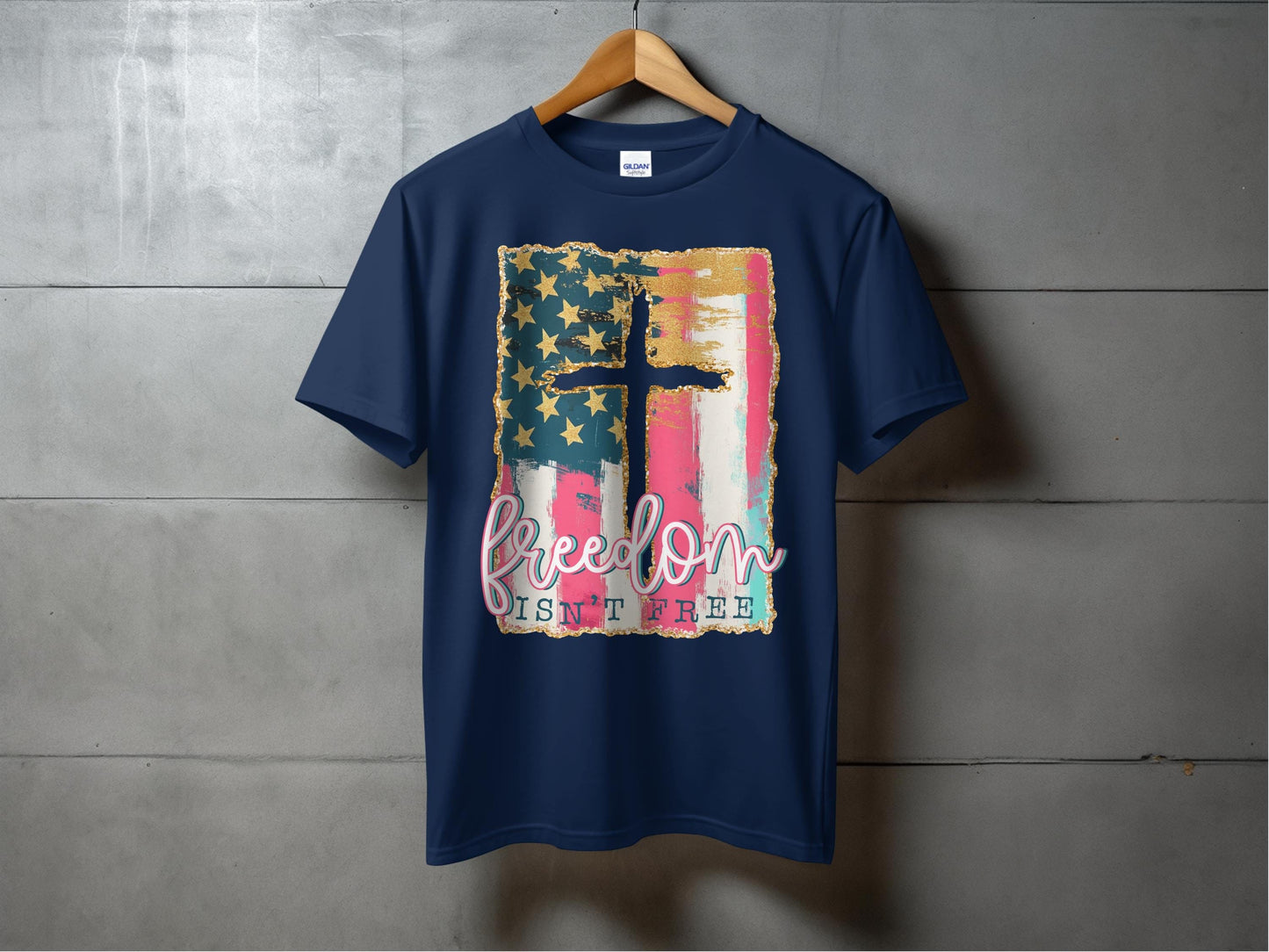 Jen Peete Designs Clothing T-shirts Freedom Isn't Free Patriotic Distressed American Flag T-Shirt