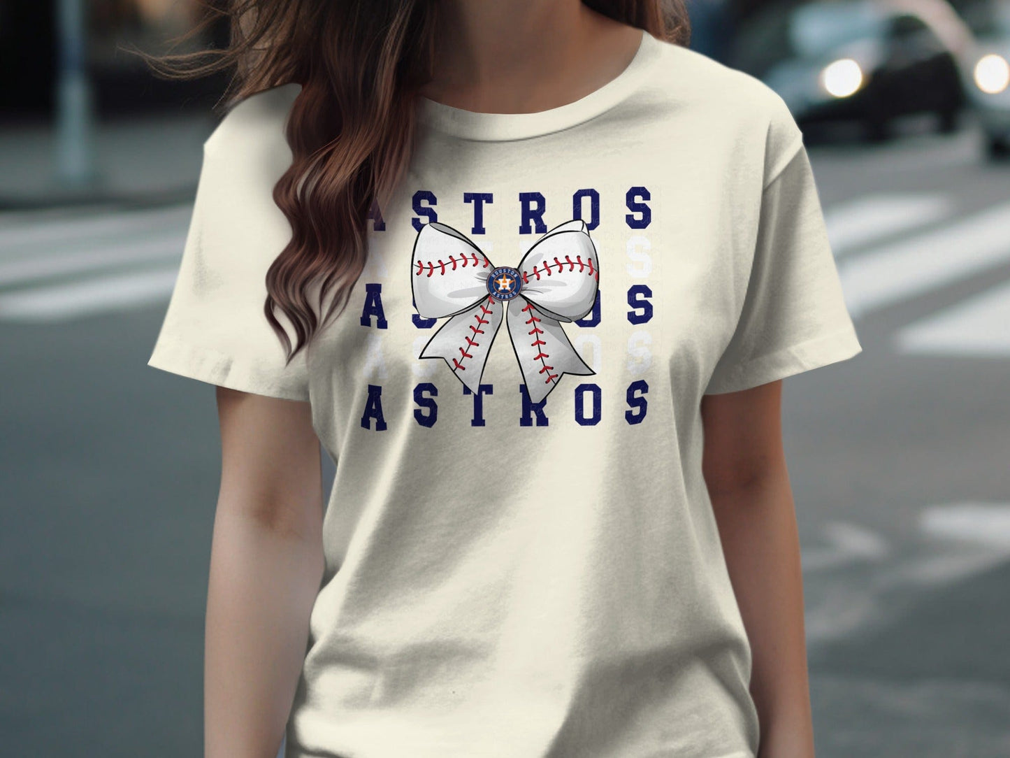 JPD Clothing T-shirts Houston Astros Baseball Bow Sports Fan Design T-Shirt