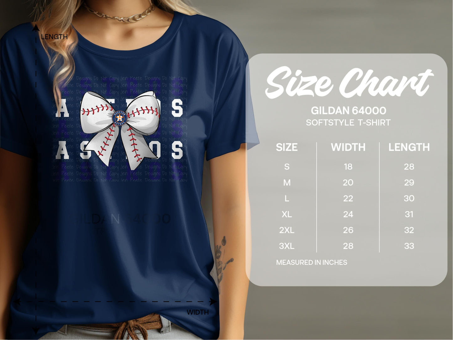 JPD Clothing T-shirts Houston Astros Baseball Bow Sports Fan Design T-Shirt