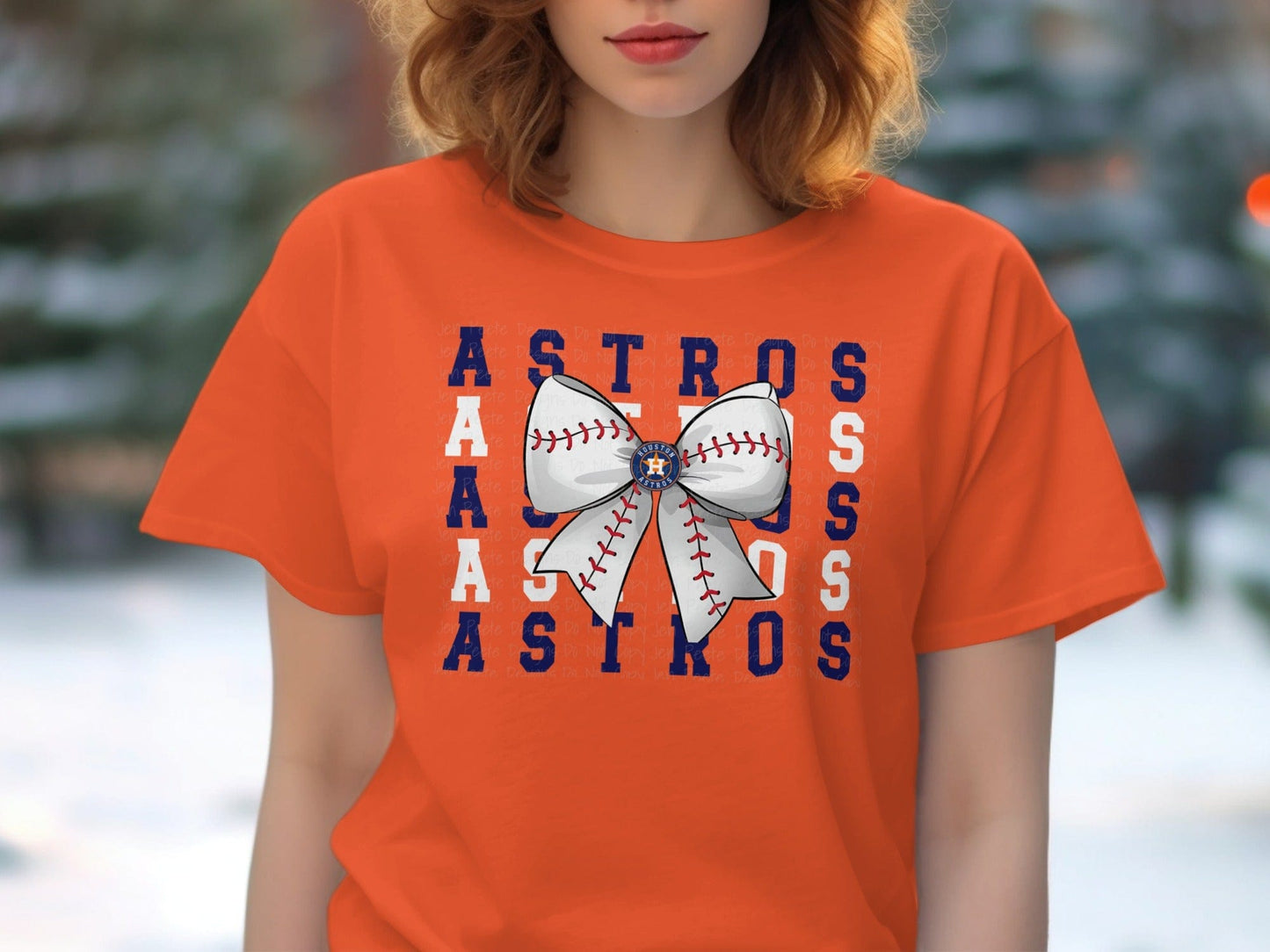JPD Clothing T-shirts Houston Astros Baseball Bow Sports Fan Design T-Shirt