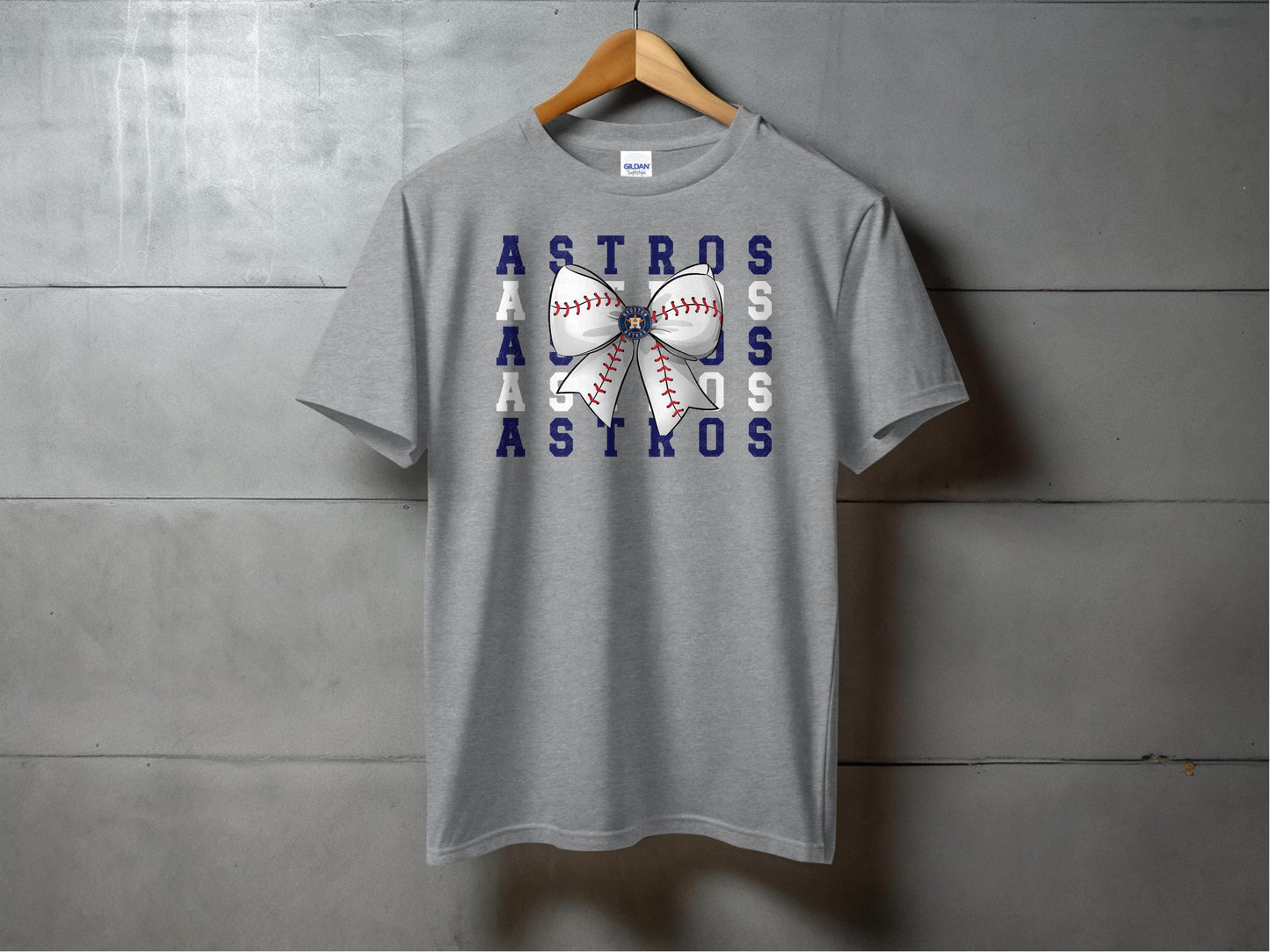 JPD Clothing T-shirts Houston Astros Baseball Bow Sports Fan Design T-Shirt