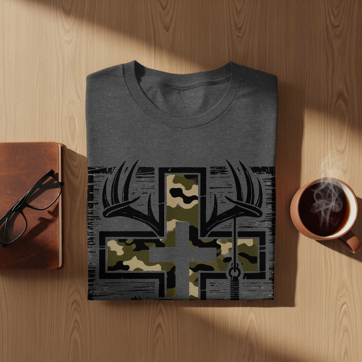 Jen Peete Designs Clothing T-shirts Hunting Fishing Camouflage Pattern Cross T-Shirts