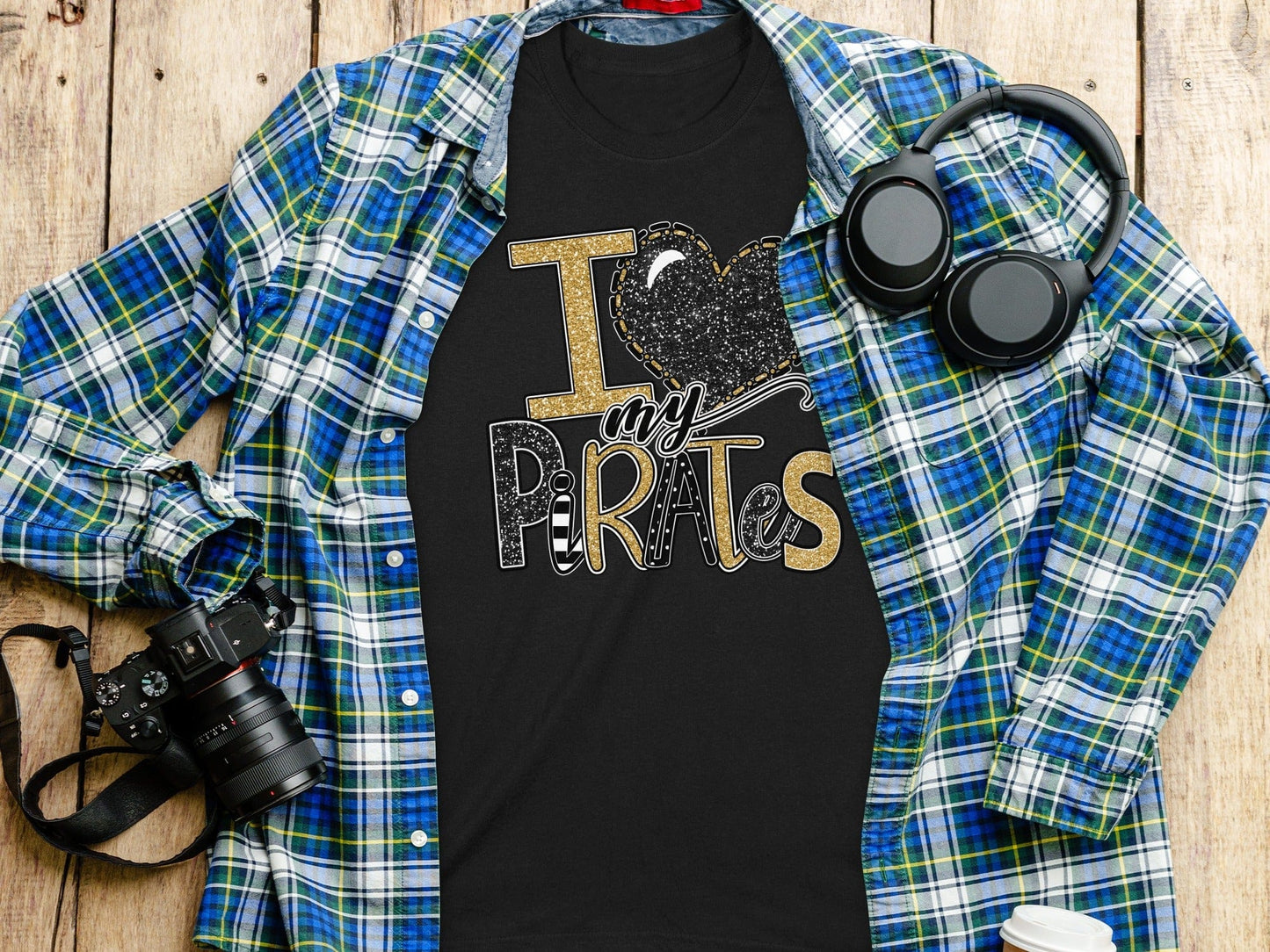 Jen Peete Designs Clothing T-shirts I Love My Pirates Black Gold Team Spirit Shirt