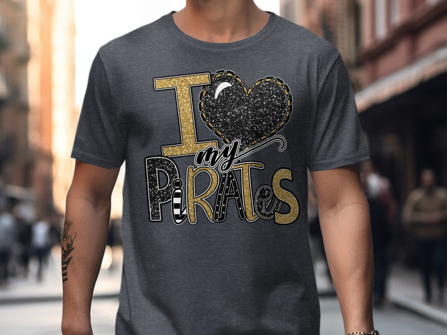 Jen Peete Designs Clothing T-shirts I Love My Pirates Black Gold Team Spirit Shirt