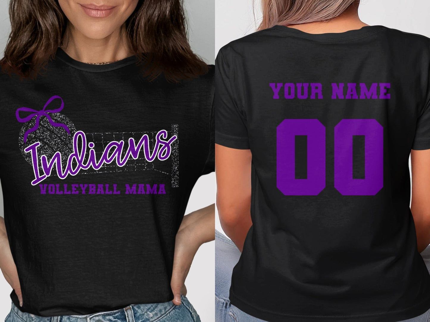 Jen Peete Designs Clothing T-shirts Indians Glitter Volleyball Mama Spirit Shirt