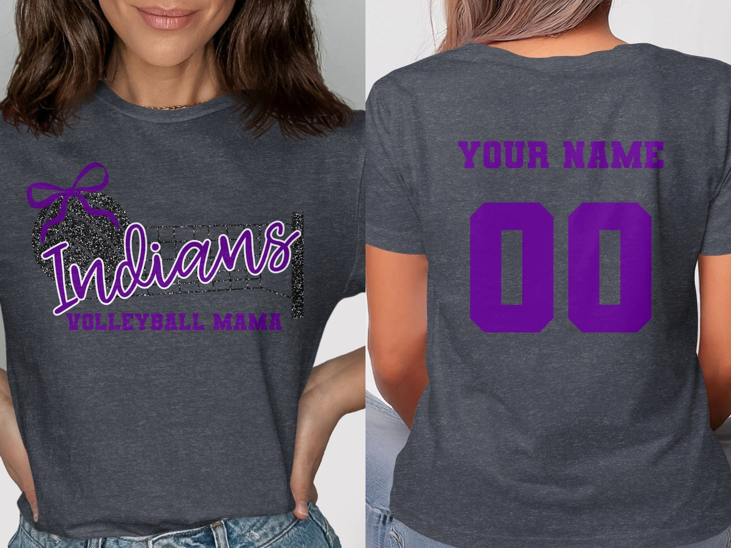 Jen Peete Designs Clothing T-shirts Indians Glitter Volleyball Mama Spirit Shirt