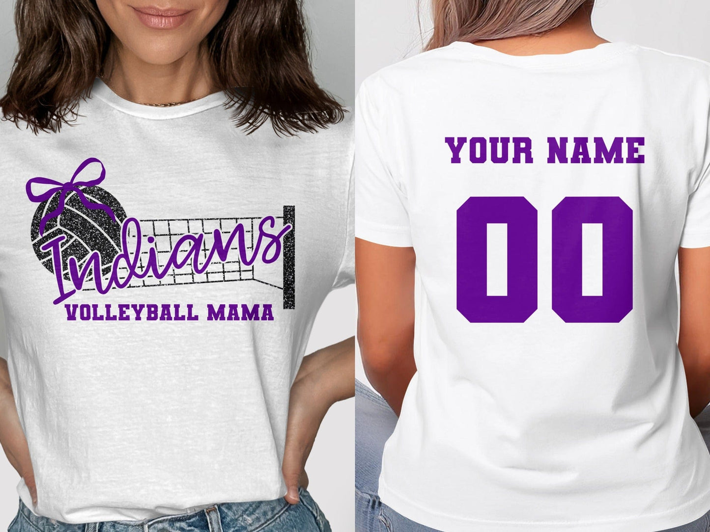 Jen Peete Designs Clothing T-shirts Indians Glitter Volleyball Mama Spirit Shirt