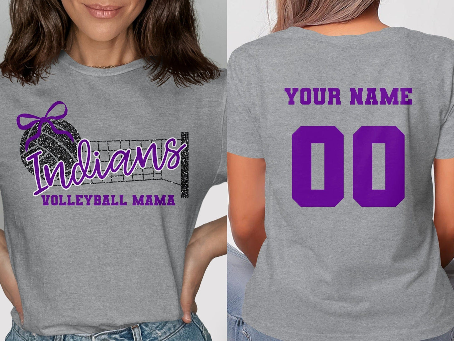 Jen Peete Designs Clothing T-shirts Indians Glitter Volleyball Mama Spirit Shirt