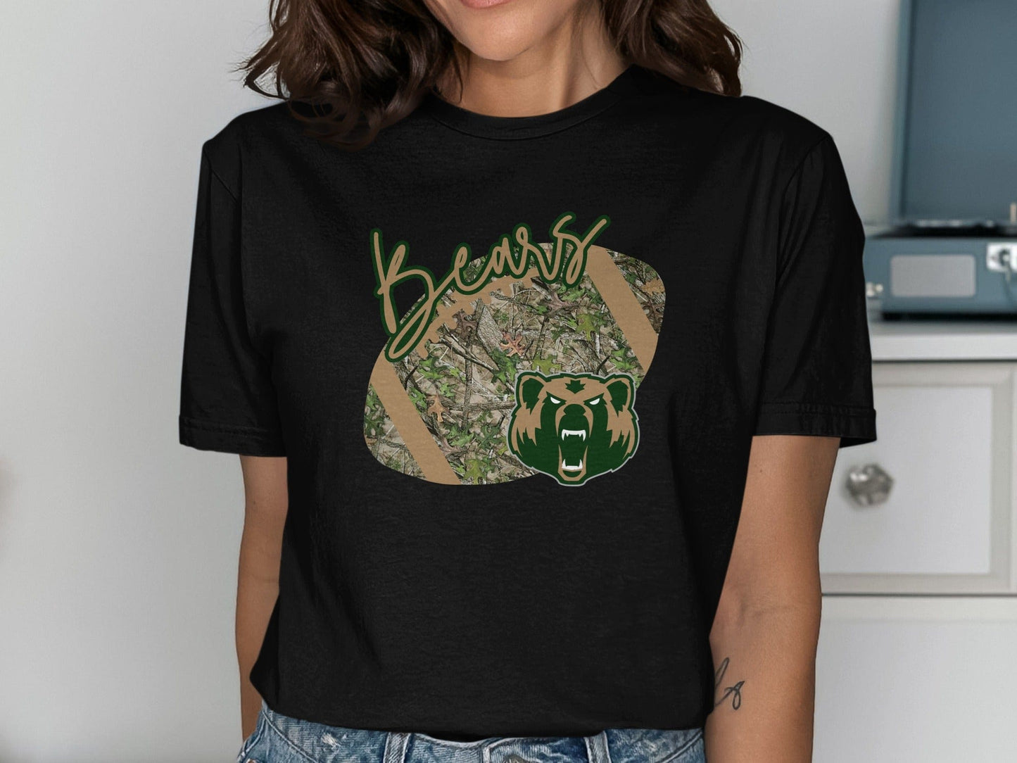 Jen Peete Designs Clothing T-shirts LCM Bears Camouflage Football Graphic T-Shirt