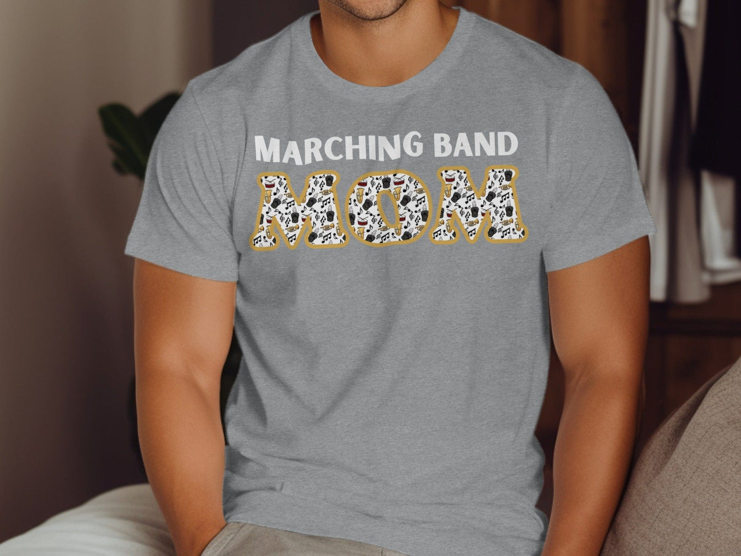 Jen Peete Designs Clothing T-shirts Marching Band Mom with Musical Instruments T-Shirts