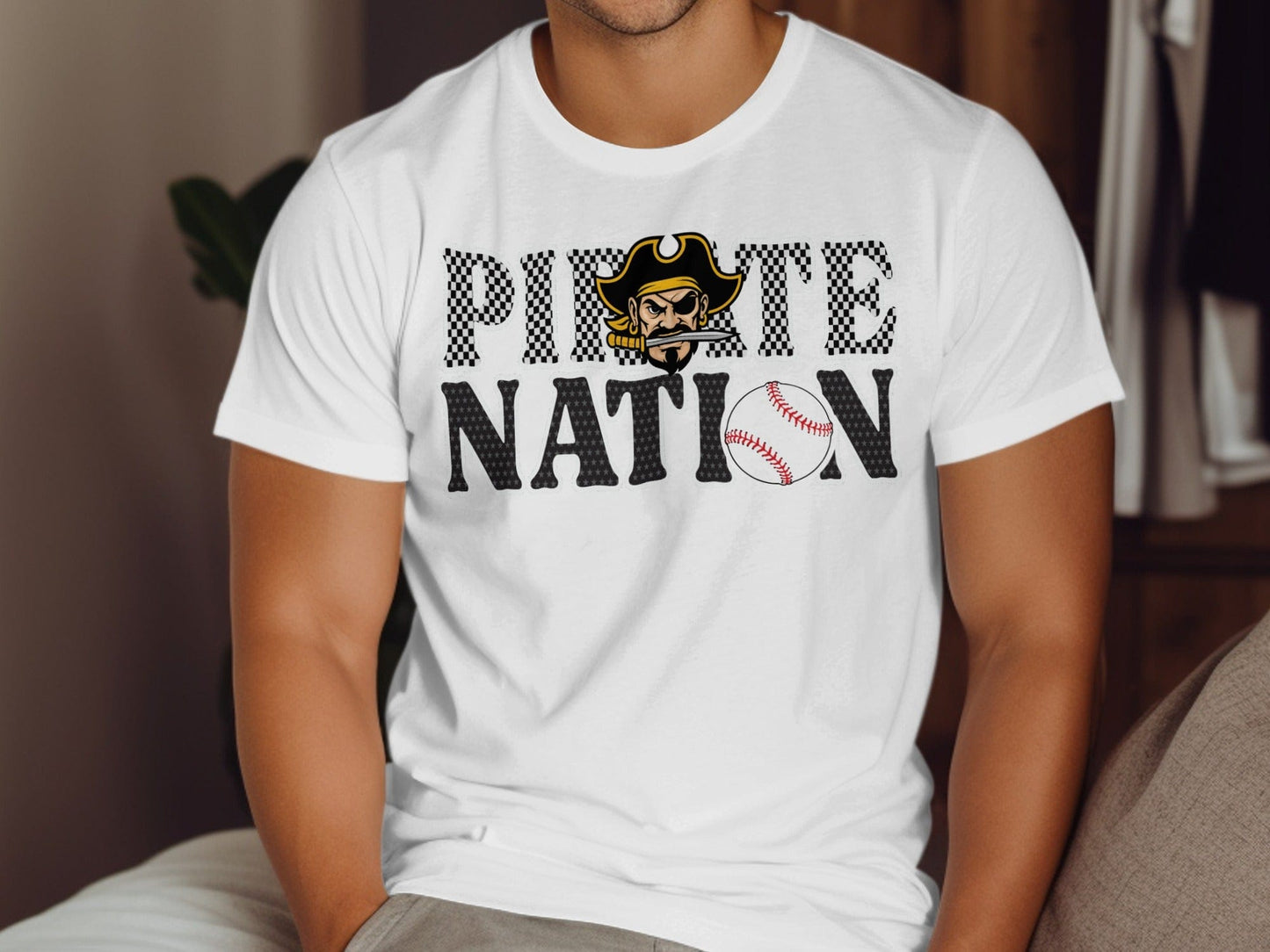 Jen Peete Designs Clothing T-shirts Pirate Nation with Baseball Graphic T-Shirt