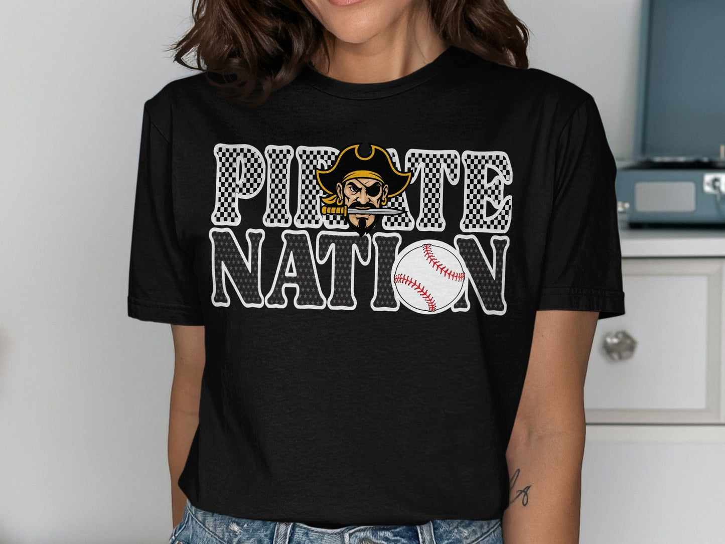 Jen Peete Designs Clothing T-shirts Pirate Nation with Baseball Graphic T-Shirt