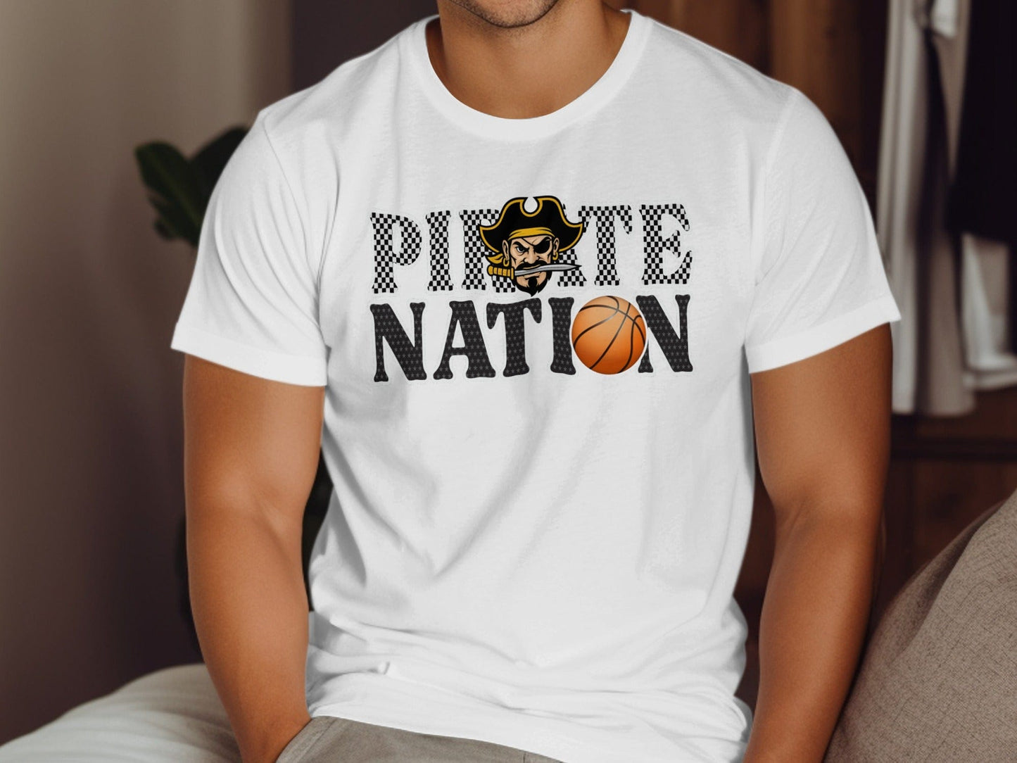 Jen Peete Designs Clothing T-shirts Pirate Nation with Basketball Graphic T-Shirt
