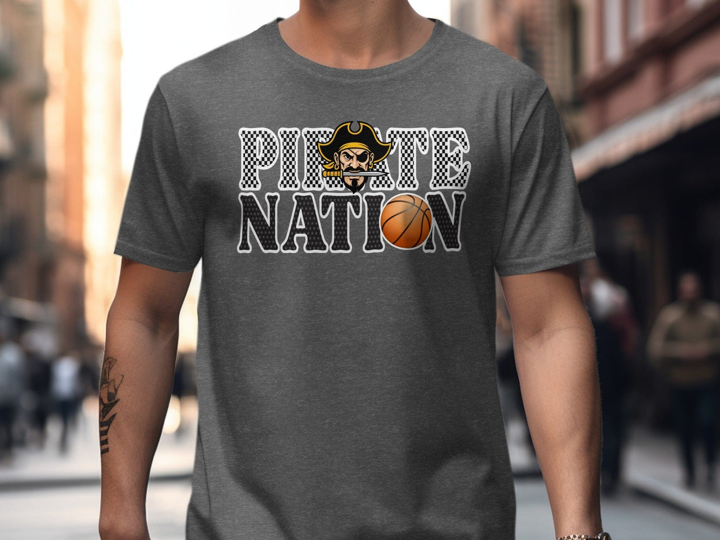 Jen Peete Designs Clothing T-shirts Pirate Nation with Basketball Graphic T-Shirt