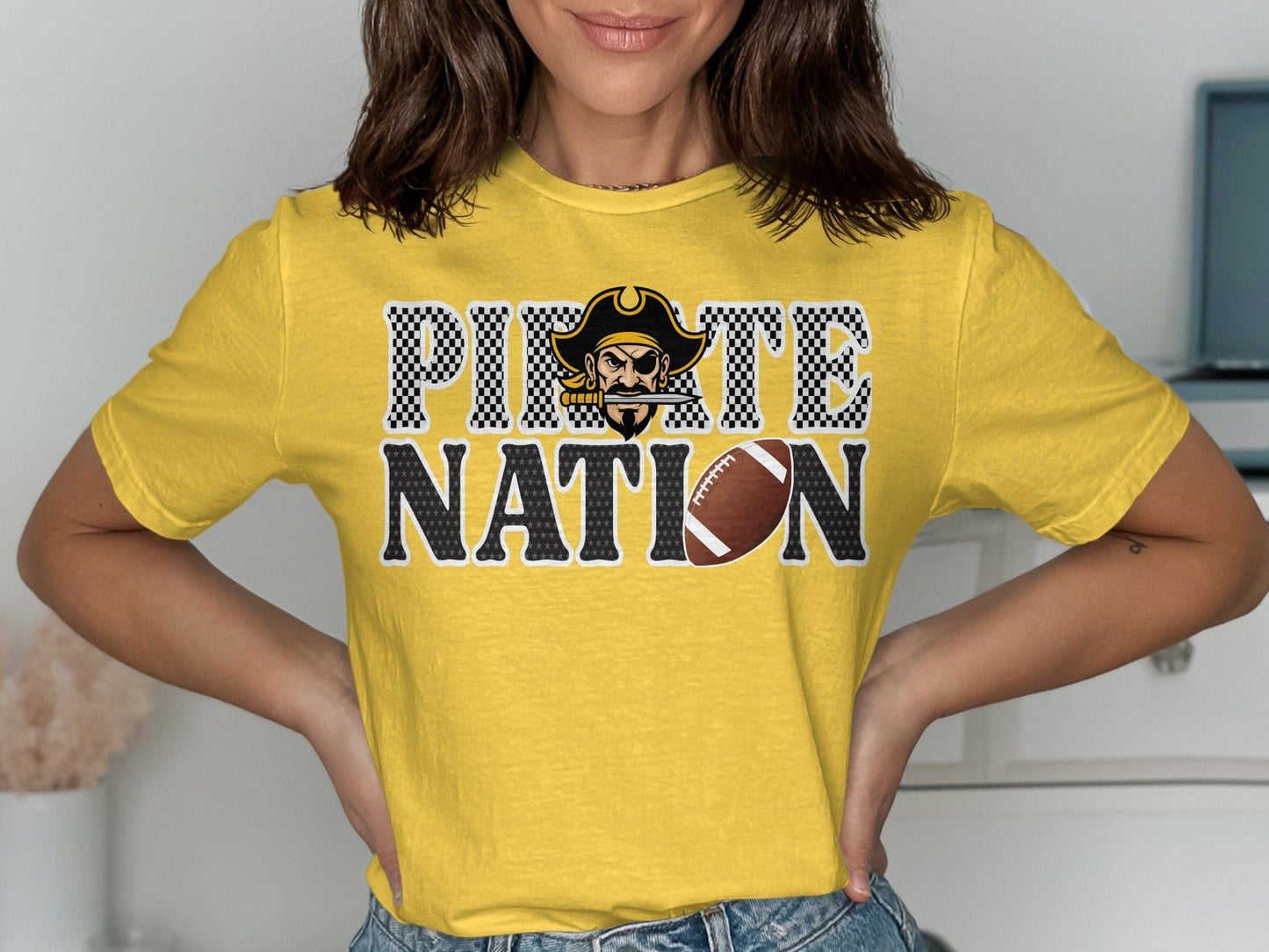 Jen Peete Designs Clothing T-shirts Pirate Nation with Football Graphic T-Shirt