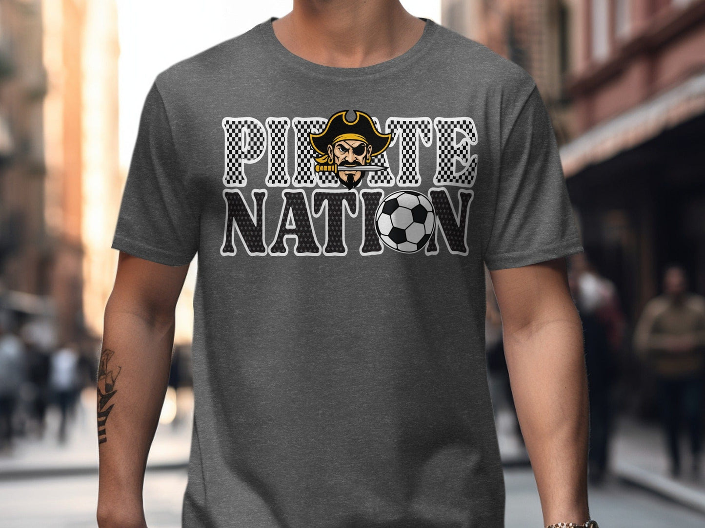 Jen Peete Designs Clothing T-shirts Pirate Nation with Soccer Ball Graphic T-Shirt